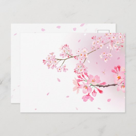 桜の花びらが舞う和風ポストカード*春のご挨拶・季節の便りに BRIEFKAART (Voorkant / Achterkant)