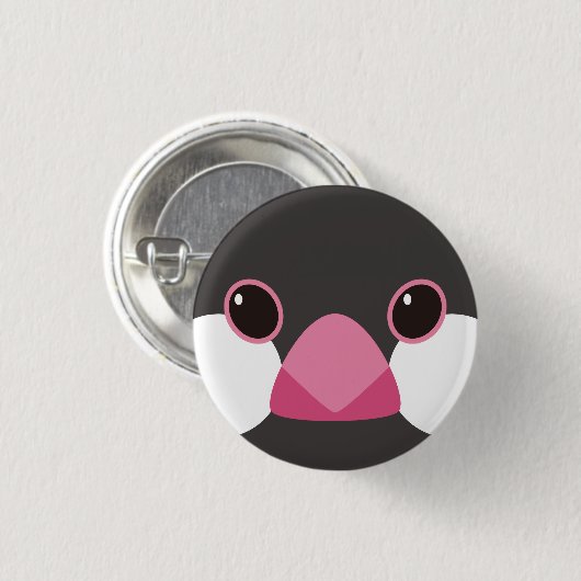 桜文鳥-Java sparrow(black) Ronde Button 3,2 Cm (Voorkant /achterkant)