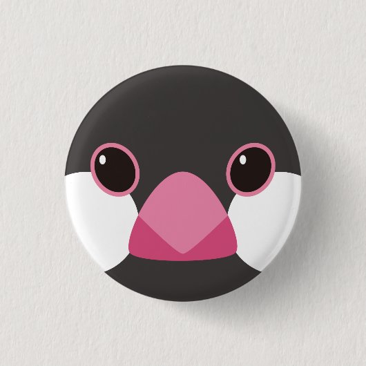 桜文鳥-Java sparrow(black) Ronde Button 3,2 Cm (Voorkant)