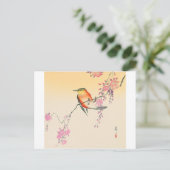 桜 に 鳥, 小 邨 Bird & Cherry Blossom, Ohara Koson Briefkaart (Staand voorkant)