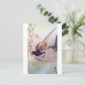 桜 キ ジ, 古 Pheasant en Cherry Blossom, Ohara Koson Briefkaart (Staand voorkant)