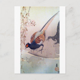 桜 キ ジ, 古 Pheasant en Cherry Blossom, Ohara Koson Briefkaart