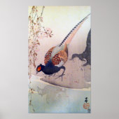 桜 キ ジ, 古 Pheasant en Cherry Blossom, Ohara Koson Poster (Voorkant)