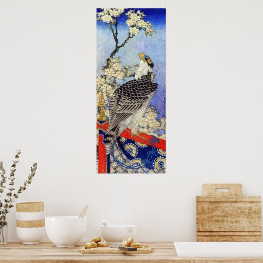 桜 ハ ブ, valk & Cherry Blossom, Hokusai, Ukiyo-e Poster (Keuken)