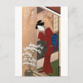 桜 花 女, 春 Cherry Blossom en een vrouw, Shunsho Briefkaart (Voorkant)