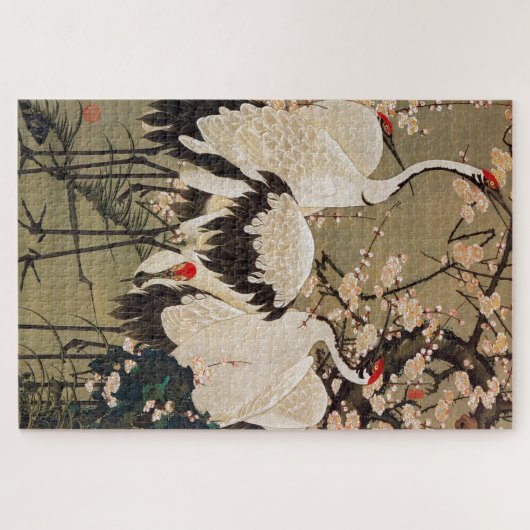 梅 群 図, 若 Plum Blossom & Cranes, Jakuchüu Legpuzzel (Horizontaal)