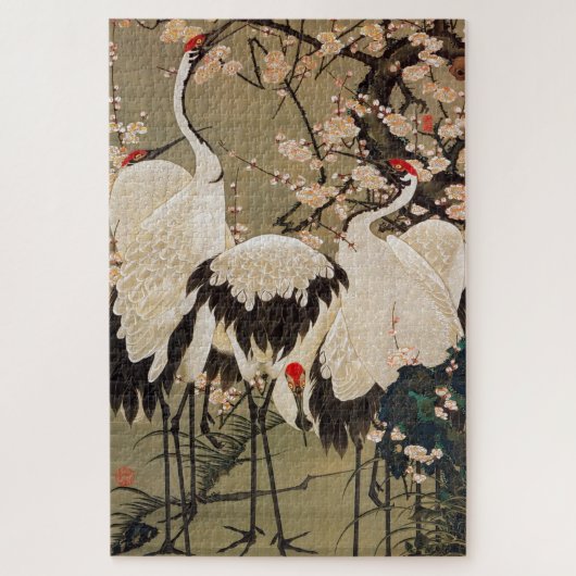 梅 群 図, 若 Plum Blossom & Cranes, Jakuchüu Legpuzzel (Verticaal)