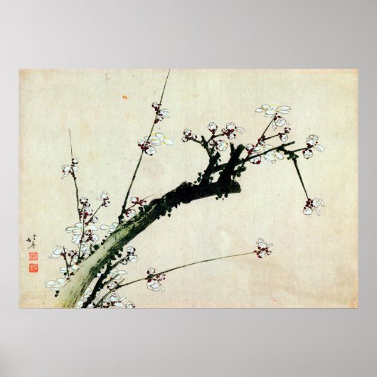 梅 花, 北 Plum Blossom, Hokusai, Ukiyo-e Poster (Voorkant)