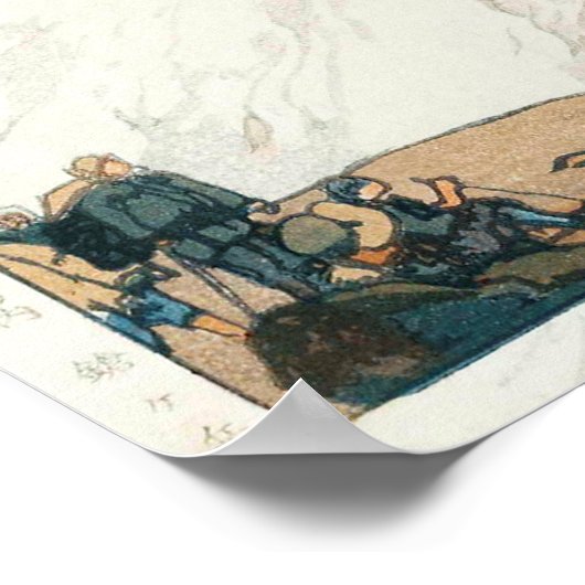 槍 ヶ 岳, Mount Yari, Hiroshi Yoshida, Woodcut Poster (Hoek)