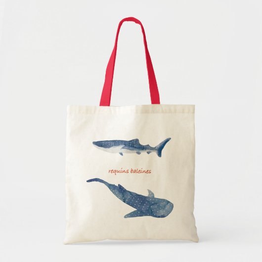 水彩で描いたジンベエザメのトートバッグ TOTE BAG (Voorkant)