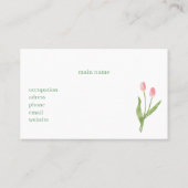 水彩で描いたピンクのチューリップ　名刺 VISITEKAARTJE (Achterkant)