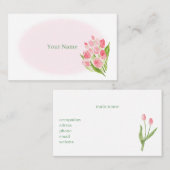 水彩で描いたピンクのチューリップ　名刺 VISITEKAARTJE (Voorkant / Achterkant)