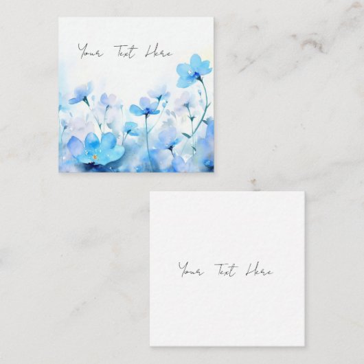 水彩画のサンキューカード/名刺/ネモフィラ/青い花/ブルー 紹介カード VIERKANTE VISITEKAARTJE (Voorkant / Achterkant)
