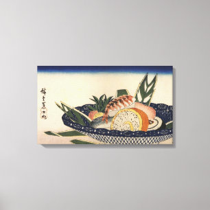 江 前 司, 広 Sushi Bowl, Hiroshige, Ukiyo-e Canvas Afdruk