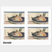 江 前 司, 広 Sushi Bowl, Hiroshige, Ukiyoe Rechthoekige Sticker (Vel)
