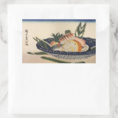 江 前 司, 広 Sushi Bowl, Hiroshige, Ukiyoe Rechthoekige Sticker (Tas)
