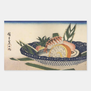 江 前 司, 広 Sushi Bowl, Hiroshige, Ukiyoe Rechthoekige Sticker