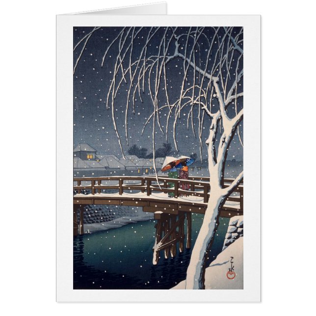 江 戸 の 雪, Evening Snow at Edogawa, Hasui Kawase (Voorkant)