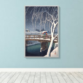 江 戸 の 雪, Evening Snow at Edogawa, Hasui Kawase Canvas Afdruk (Insitu (Houten vloer))