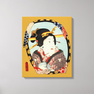 江 戸 舞 伎 , 歌 Edo Kabul, Toyokuni, Ukiyo-e. Canvas Afdruk