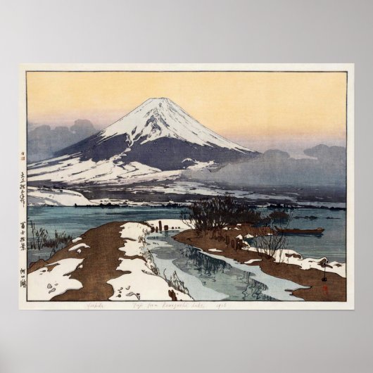 河 口 湖, Lake Kawaguchi, Hiroshi Yoshida, Woodcut Poster (Voorkant)