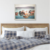 沼 崎 の 昼, Koeien, Hiroshi Yoshida, Woodcut Canvas Afdruk (Insitu (Slaapkamer))