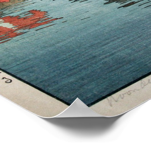 沼 崎 の 昼, Koeien, Hiroshi Yoshida, Woodcut Poster (Hoek)