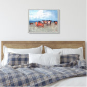 沼 崎 場, paarden, Hiroshi Yoshida, Woodcut Canvas Afdruk (Insitu (Slaapkamer))