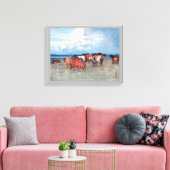 沼 崎 場, paarden, Hiroshi Yoshida, Woodcut Canvas Afdruk (Insitu (Woonkamer))