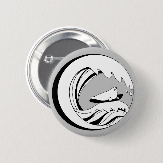 波乗りアザラシ RONDE BUTTON 5,7 CM (Voorkant /achterkant)