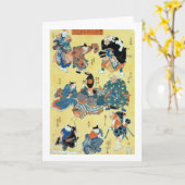 流行猫の狂言づくし, 国芳 Actoren van de Kat, Kuniyoshi, Kaart (Gele Bloem)