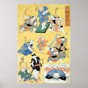 流 行 づ, のActors van de 狂 Kuniyoshi, Ukiyoe. Poster