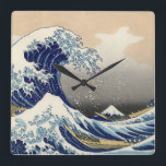浮世絵 ukiyoe 葛飾北斎 「富嶽三十六景 神奈川沖浪裏」 スクエア壁時計 vierkante klok<br><div class="desc">葛飾北斎作の浮世絵 「富嶽三十六景 神奈川沖浪裏」の壁時計です。

葛飾 北斎（かつしか ほくさい、葛飾 北齋[注釈 1]、宝暦10年9月23日〈1760年10月31日〉? - 嘉永2年4月18日〈1849年5月10日〉）は、江戸時代後期の浮世絵師。化政文化を代表する一人。</div>