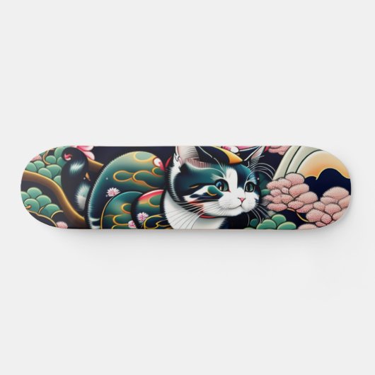 【浮世絵lofiアートパンクシティ】葛飾猫斎 CAT(猫名)シルキーのスケートボード Persoonlijk Skateboard (Horizontaal)
