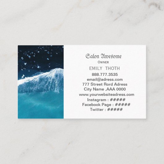 海のグラデーションデザイン VISITEKAARTJE (Achterkant)