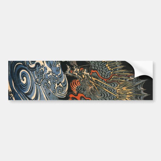 海 龍, 国, Zee Dragon, Kuniyoshi, Ukiyo-e Bumpersticker (Voorkant)