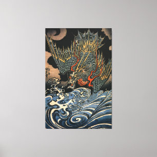 海 龍, 国, Zee Dragon, Kuniyoshi, Ukiyo-e Canvas Afdruk