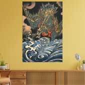 海 龍, 国, Zee Dragon, Kuniyoshi, Ukiyo-e Canvas Afdruk (Insitu (Woonkamer))