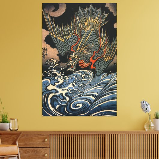 海 龍, 国, Zee Dragon, Kuniyoshi, Ukiyo-e Canvas Afdruk (Insitu (Woonkamer))