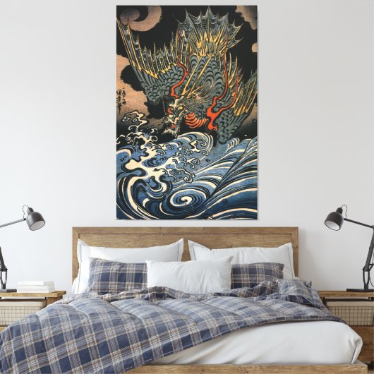 海 龍, 国, Zee Dragon, Kuniyoshi, Ukiyo-e Canvas Afdruk (Insitu (Slaapkamer))