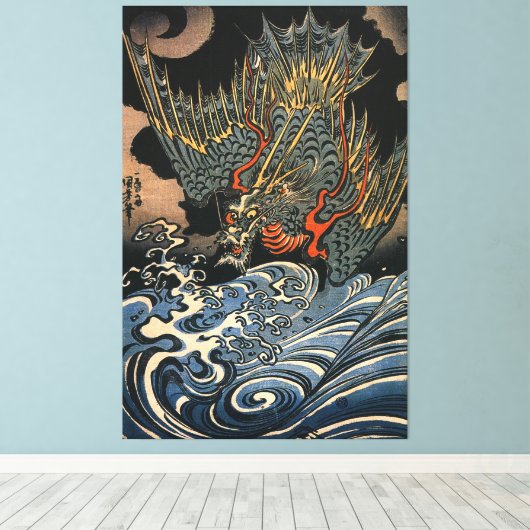 海 龍, 国, Zee Dragon, Kuniyoshi, Ukiyo-e Canvas Afdruk (Insitu (Houten vloer))