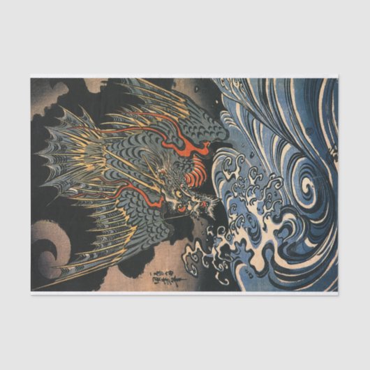 海 龍, 国, Zee Dragon, Kuniyoshi, Ukiyo-e Tissuepapier (Voorkant)