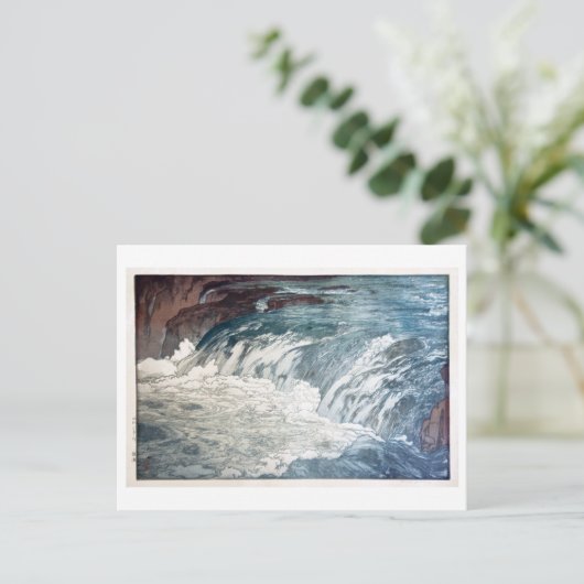 渓 流, Rapids, Hiroshi Yoshida, Woodcut Briefkaart (Staand voorkant)