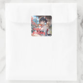 温泉に入る猫耳娘 VIERKANTE STICKER (Tas)