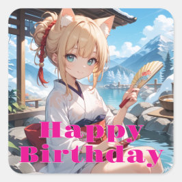 温泉に来た猫耳娘 VIERKANTE STICKER