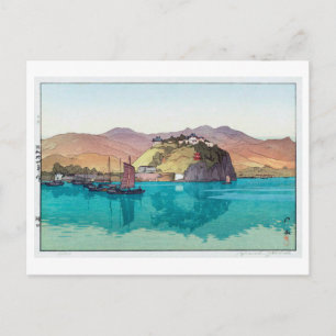 湖, Hukou, China, Hiroshi Yoshida, Woodcut Briefkaart