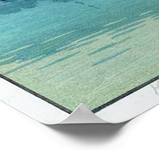 湖, Hukou, China, Hiroshi Yoshida, Woodcut Poster (Hoek)