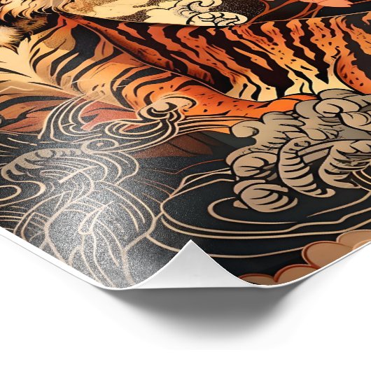 満月と虎、夜の静けさ/Full moon and tiger, stillness of night Foto Afdruk (Hoek)