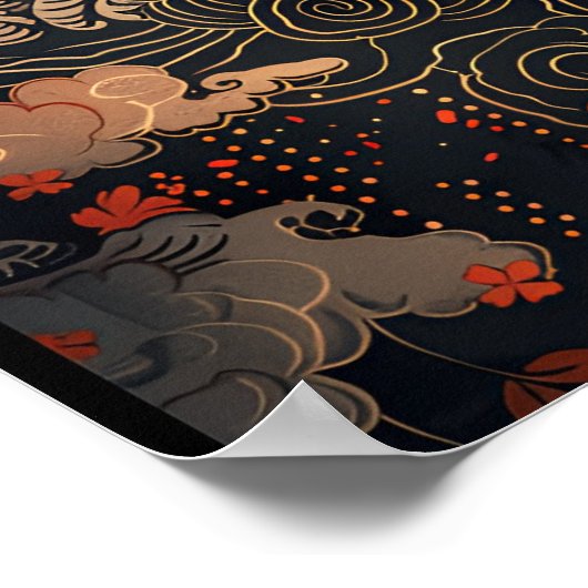 満月と虎、夜の静けさ/Full moon and tiger, stillness of night Poster (Hoek)