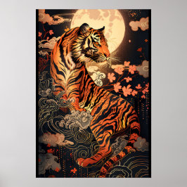 満月と虎、夜の静けさ/Full moon and tiger, stillness of night Poster